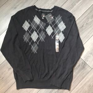 NWT J. Ferrar V-neck sweater: black & gray Men’s L